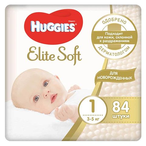 Изображение товара Подгузники Huggies Elite Soft 1, до 5 кг, 84 шт.