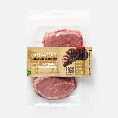 Изображение товара Стейк Паризьен Мираторг Black Angus, из мраморной говядины, охлаждённый, 290 г