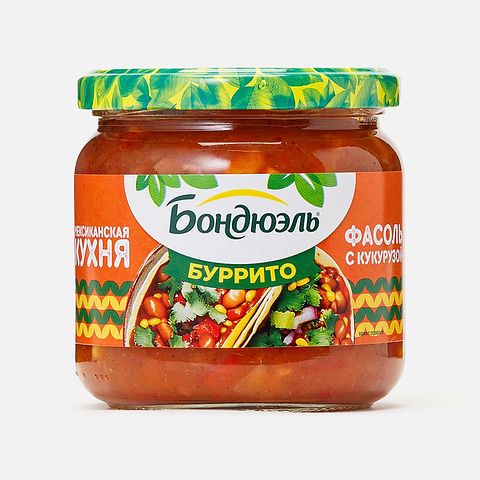 Изображение товара Красная фасоль Бондюэль, по-мексикански, с кукурузой, в соусе буррито, 360 г