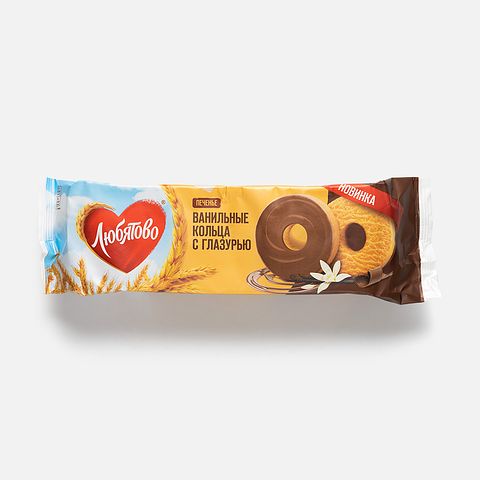 Изображение товара Ванильное печенье Любятово, кольца, глазированное, 190 г