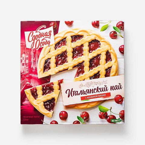 Изображение товара Пирог Сдобная особа, Итальянский пай, с вишнёвой начинкой, 400 г