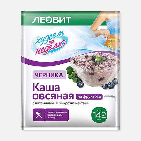 Изображение товара Каша Худеем за неделю овсяная Черника шоубокс 10 шт по 40 г