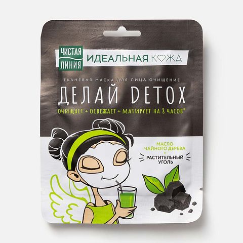 Изображение товара Маска для лица Чистая линия Идеальная кожа, очищение, с углём и маслом чайного дерева, 1 шт.