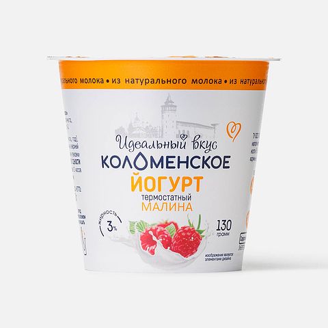 Изображение товара Йогурт Коломенское, 3%, термостатный, малина, 130 г