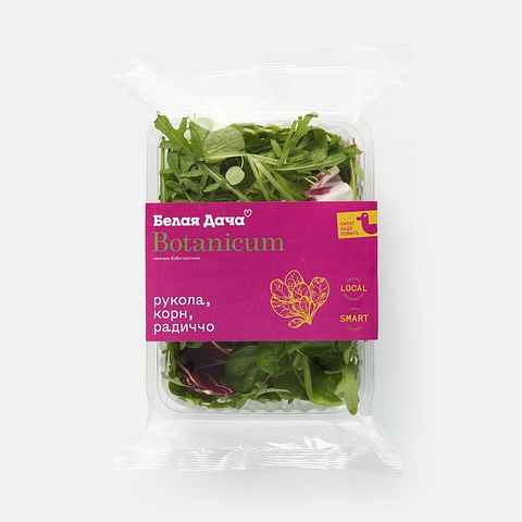 Изображение товара Салатный микс Белая дача Botanicum, рукола, корн и радиччо, 75 г