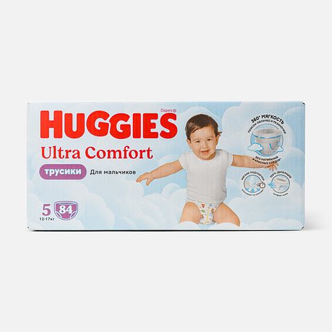 Изображение товара Подгузники-трусики Huggies Ultra Comfort, для мальчиков, 5, 12-17 кг, 84 шт.