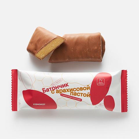 Изображение товара Батончик Самокат, с арахисовой пастой, в молочном шоколаде, 45 г