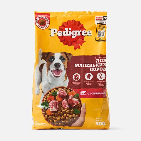 Изображение товара Сухой корм Pedigree, для собак маленьких пород, с говядиной, 500 г