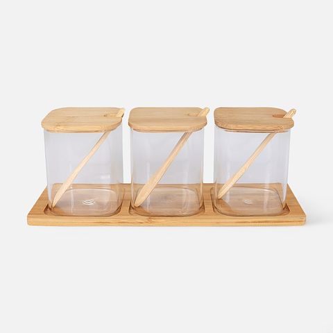 Изображение товара Набор банок для специй Домовой, 450 мл, стекло, бамбук, 3 шт.