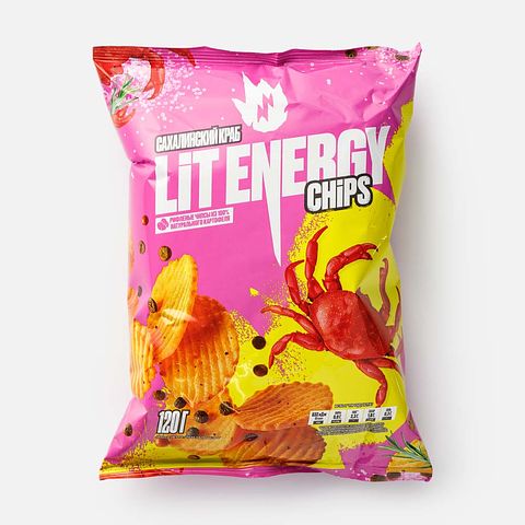 Изображение товара Чипсы Lit Energy, рифлёные, краб, 120 г