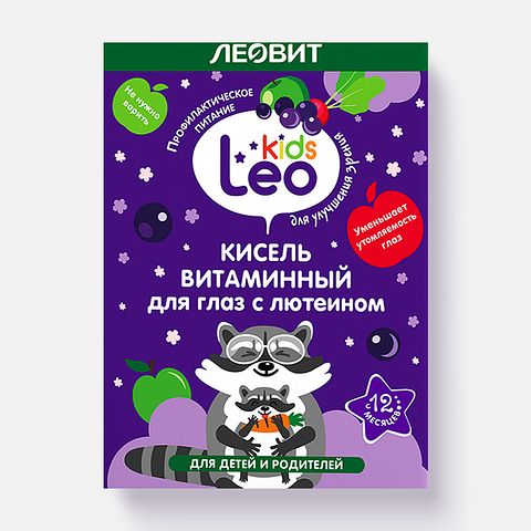 Изображение товара Кисель Леовит Leo Kids, для глаз, витаминный, с лютеином, 5x12 г