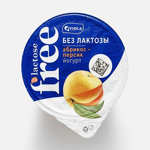 Изображение товара Йогурт Viola, 2,7%, без лактозы, абрикос и персик, 180 г