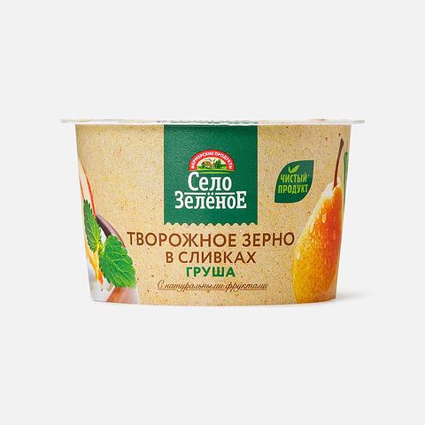 Изображение товара Творожное зерно Село Зелёное, 5%, в сливках, с грушей, 130 г