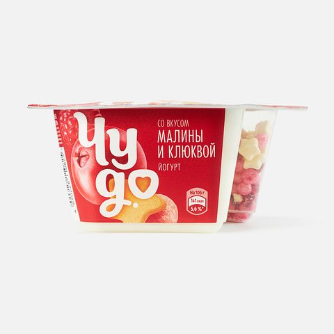 Изображение товара Йогурт Чудо, Ягодное конфетти, 4%, малина и клюква, 105 г
