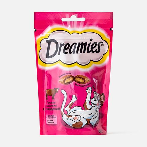 Изображение товара Лакомство Dreamies, для кошек, говядина, 60 г