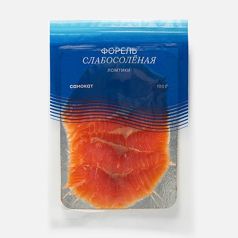 Изображение товара Форель Самокат, радужная, слабосолёная, ломтики, 100 г