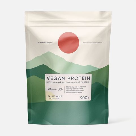 Изображение товара Смесь для приготовления напитков Elementica, Vegan Protein, ванильный пломбир, 0,9 кг