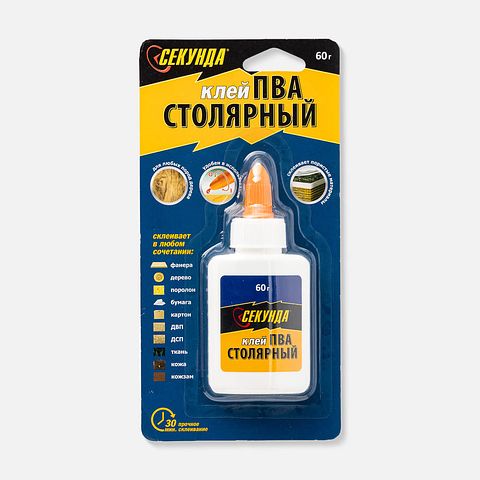 Изображение товара Столярный клей ПВА Секунда, белый, 60 г