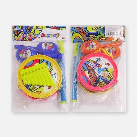 Изображение товара Набор игрушечных музыкальных инструментов Abtoys ДоРеМио, маракасы, барабан, дудка, губная гармошка