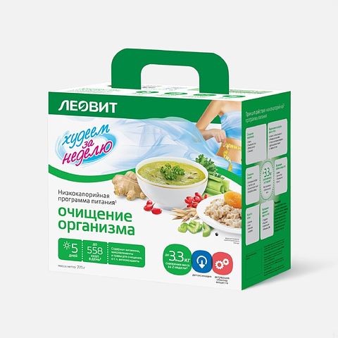 Изображение товара Комплекс питания Леовит Худеем за неделю Очищение организма, на 5 дней, 771 г