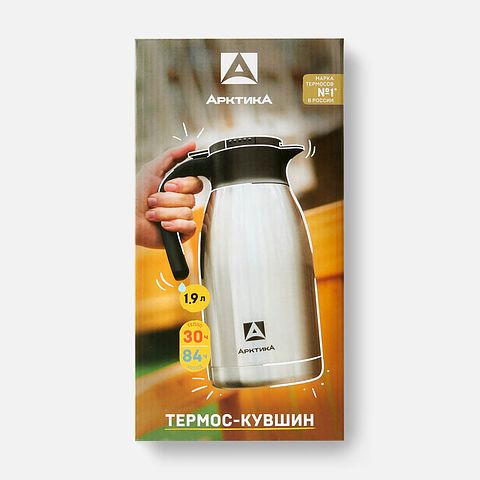 Изображение товара Термос-кувшин Арктика 605, вакуумный, серебристый, 1,9 л