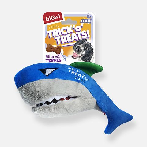 Изображение товара Игрушка для собак GiGwi Акула с пищалкой, синяя, 20 см, 1 шт.