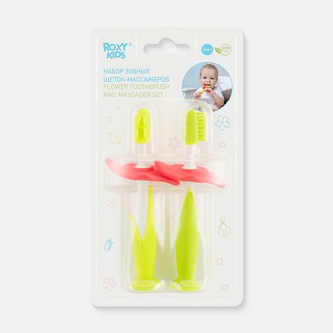 Изображение товара Щётки зубные Roxy-Kids грызунки, детские, для массажа дёсен, зелёные, Rtb-001, 2 шт.