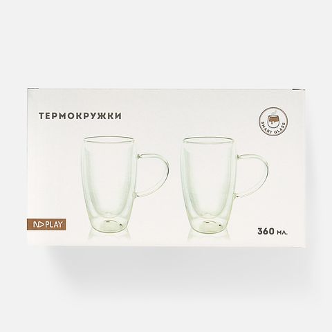 Изображение товара Термокружка ND Play с двойными стенками, в подарочной упаковке, прозрачная, 360 мл, 2 шт.
