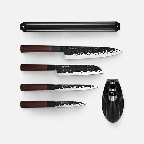 Изображение товара Ножи Fissman Kendo с магнитной планкой и точилом, сталь X30CR13, 6 шт.