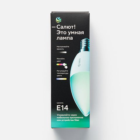 Изображение товара Умная лампа Sber, с адаптивным светом, Е14, С37, 6 Вт, 470 Лм, WiFi