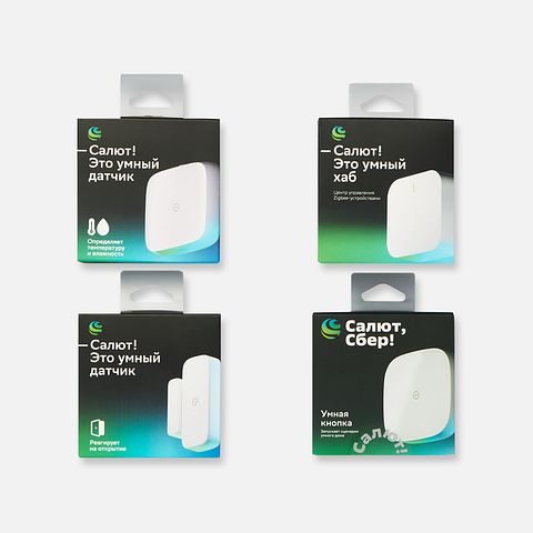 Изображение товара Комплект умных датчиков + умный хаб Sber Zigbee 3.0, белый