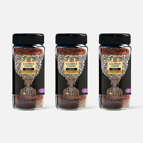 Изображение товара Растворимый сублимированный кофе Lalibela Coffee Gold, freeze-dried, 3 шт. по 95 г