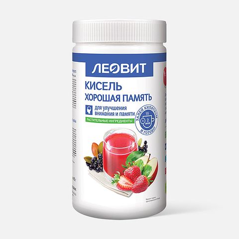 Изображение товара Кисель Леовит Хорошая память Леовит быстрого приготовления, банка, 400 г, 1 шт.