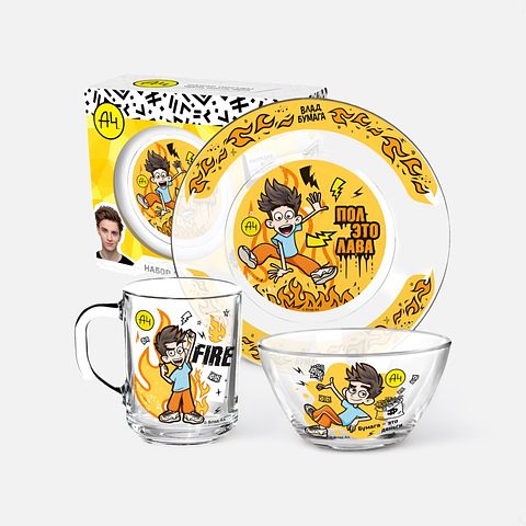 Изображение товара Набор посуды ND Play Влад А4. Огонь, 3 шт., стекло