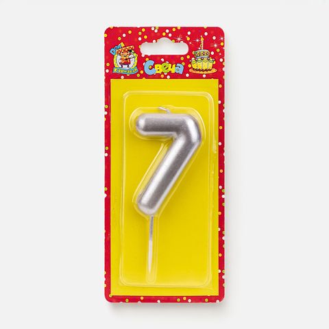 Изображение товара Свеча для торта Дон Карнавал Цифра 7, серебряная