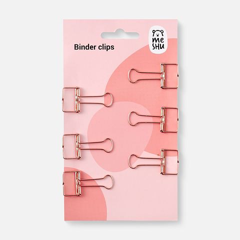 Изображение товара Зажимы для бумаг Meshu Rose Gold, 19 мм, 6 шт.