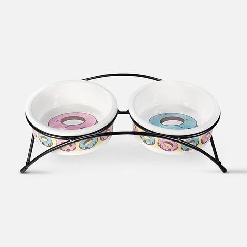 Изображение товара Миска Triol Пончики для животных, керамическая, на подставке, 2x250 мл, 1 шт.