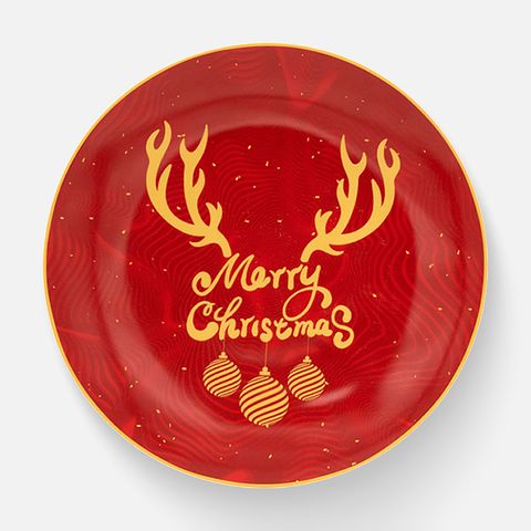 Изображение товара Тарелка Merry christmas керамическая, 26 см, красная, 1 шт.
