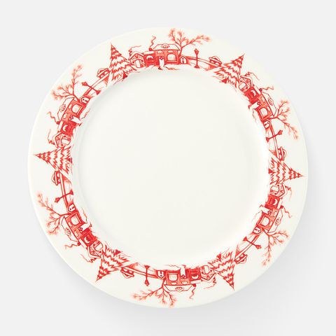 Изображение товара Тарелка Red Geometric новогодняя, фарфор, 26 см, 1 шт.