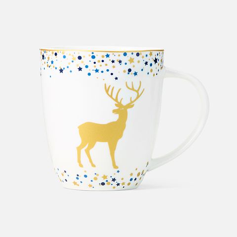 Изображение товара Кружка Сказочный олень новогодняя, фарфор, 370 мл, синяя, 1 шт.