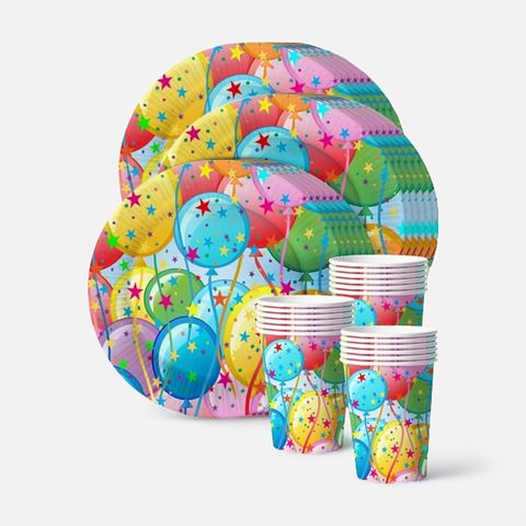 Изображение товара Набор одноразовой посуды Nd Play, крафт, стаканы, тарелки, 18 см, 18 предметов