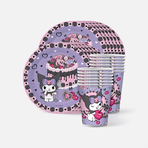 Изображение товара Набор одноразовой посуды ND Play Вишенка, тарелки, стаканы, 24 предмета