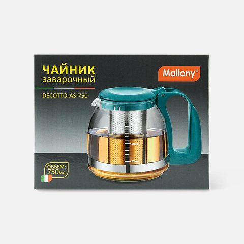 Изображение товара Заварочный чайник Decotto, 0.75 л, стекло, пластик, с ситечком