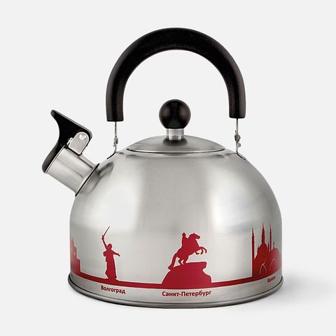 Изображение товара Чайник из нерж. стали города России со свистком 2,5 л, с рисунком, меняющим цвет, 1 шт.