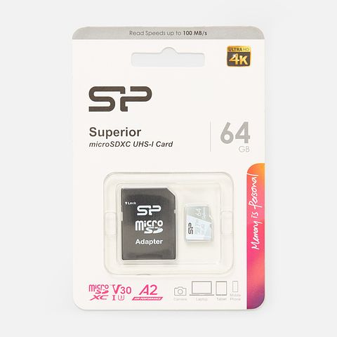 Изображение товара Карта памяти Silicon Power Superior A2 microSDXC, 64GB, Class 10, Uhs-I U3, 1 шт.