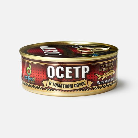 Изображение товара Консервы Ecofood, осётр в томатном соусе, Армения, 240 г