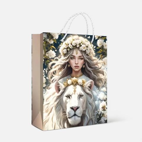Изображение товара Подарочный пакет, девушка со львом, M