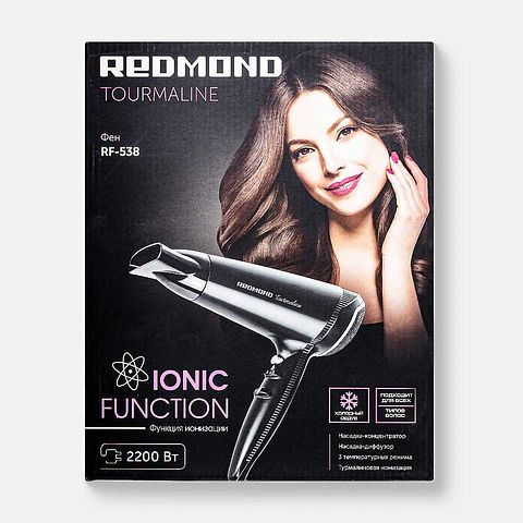 Изображение товара Фен Redmond Rf-538, 2200 Вт, чёрный, розовый