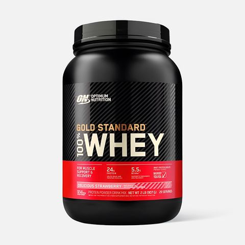 Изображение товара Протеин сывороточный Optimum Nutrition Gold Standard 100% Whey 2 lb Delicious Strawberry, 1 шт.