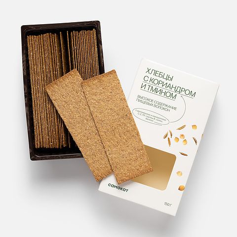 Изображение товара Хлебцы Самокат, хрустящие, с кориандром и тмином, 150 г